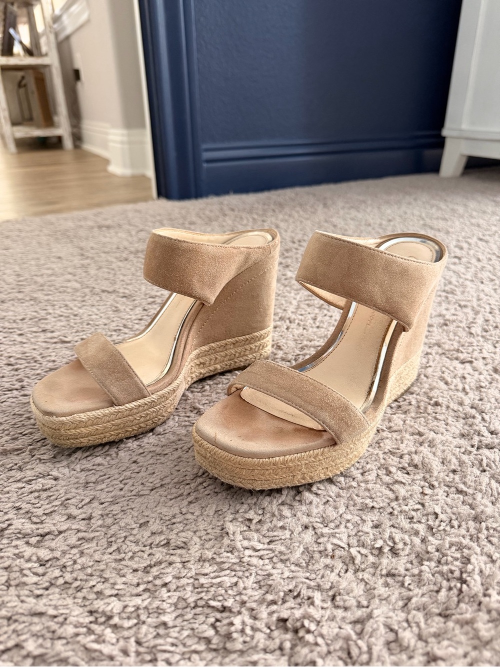 Jessica Simpson Tan Suede Espadrille Wedge Sandals